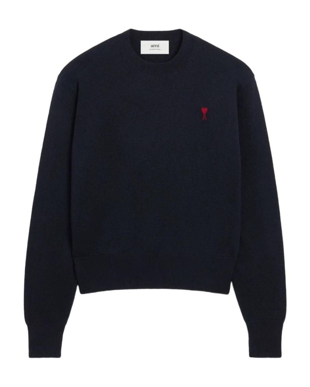 AMI Blue Crew Neck Logo Sweater for men