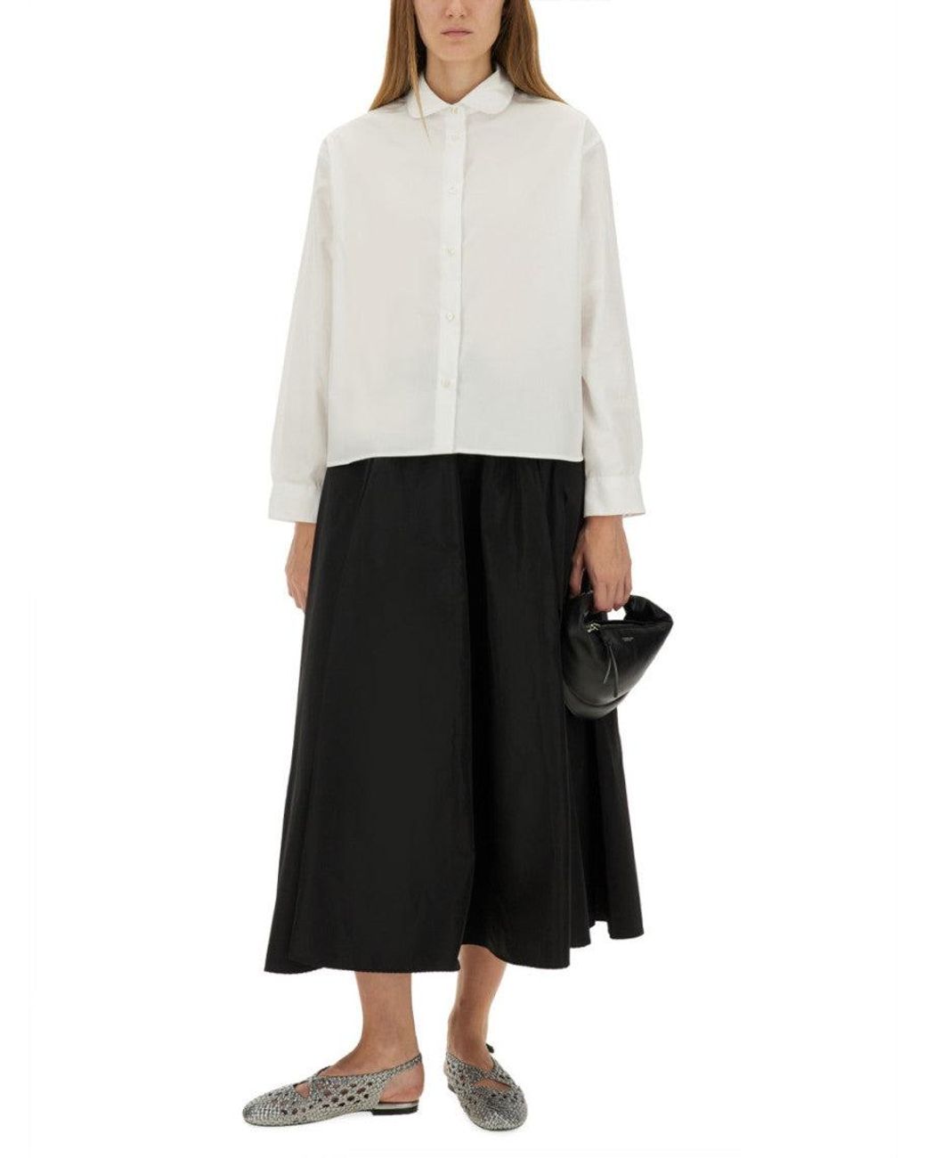 Aspesi Black Solid Midi Skirt