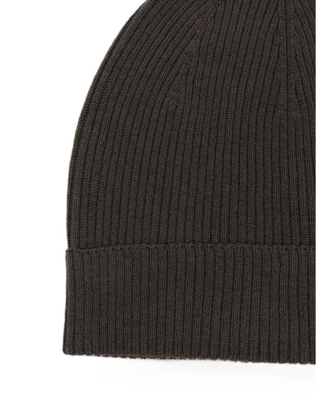 Rick Owens Black Dark Knitted Beanie Cap