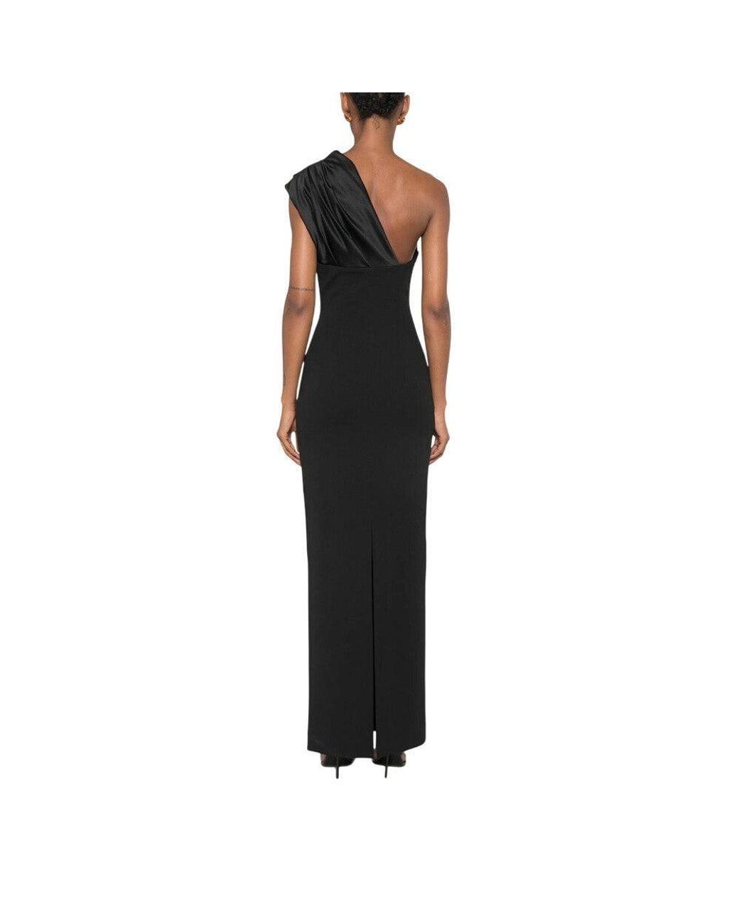Solace London Black One Shoulder Maxi Dress