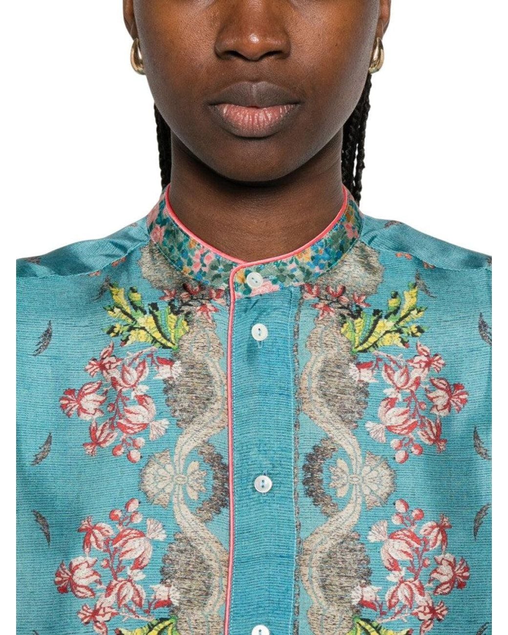 Pierre Louis Mascia Blue Sky Printed Silk Shirt