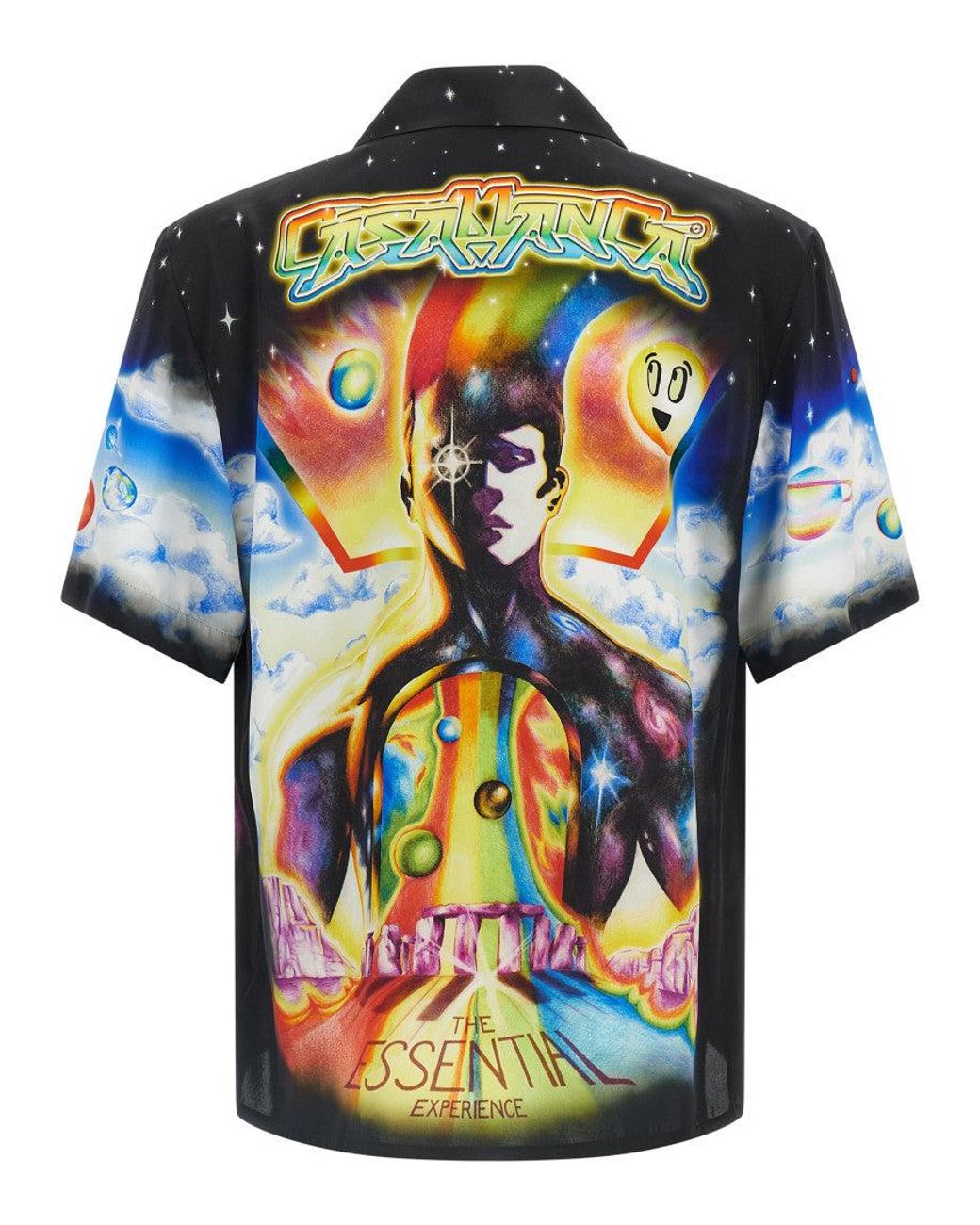 Casablanca Blue Cosmic Print Silk Twill Shirt for men