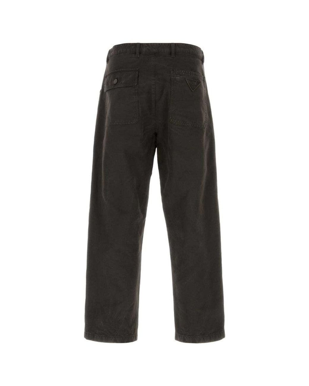 Prada Black Slate Cotton Wide-Leg Pant for men