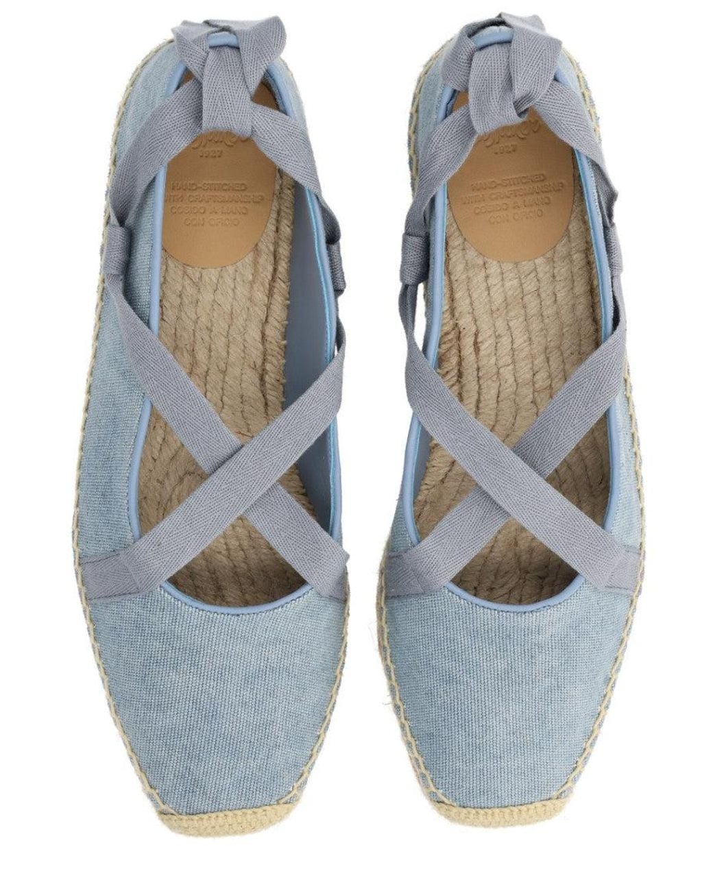 Castaner Blue Baby Ovine Leather Organic Cotton Flats