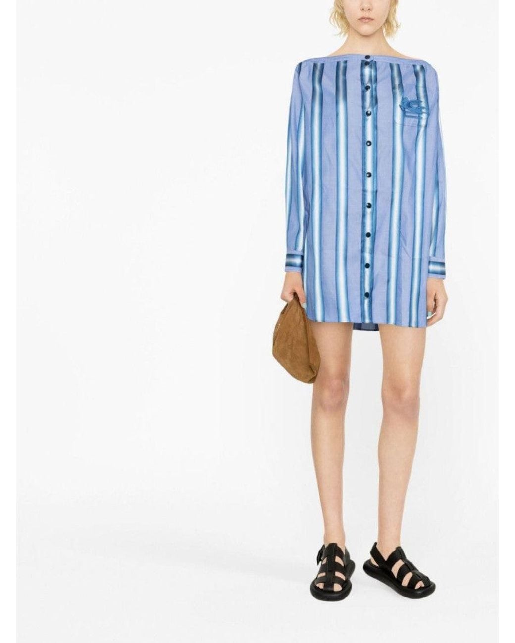 Etro Blue Striped Mini Dress