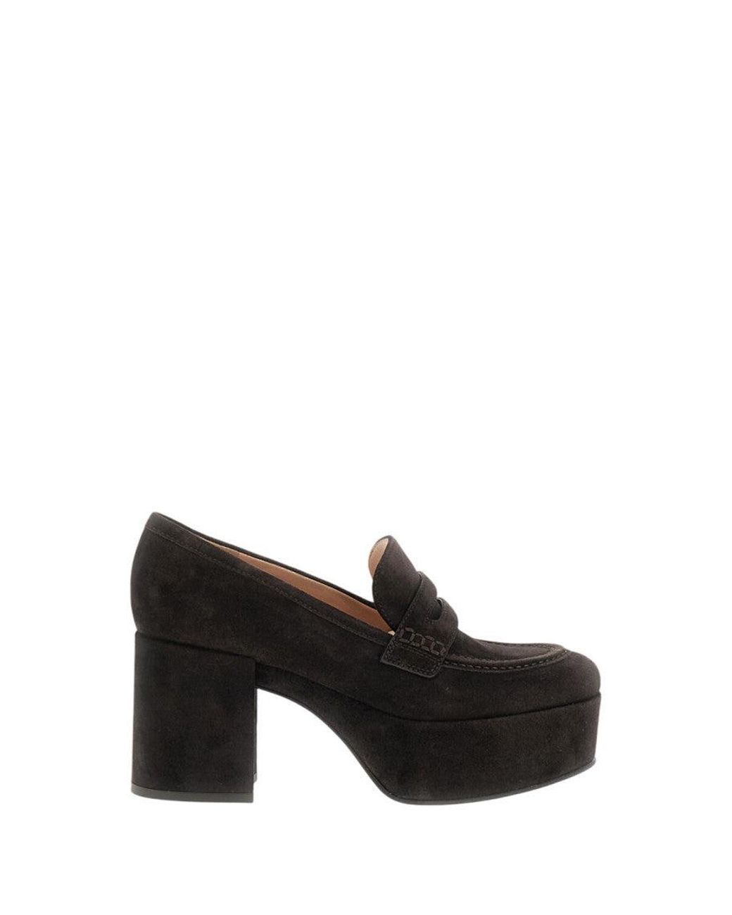 Gianvito Rossi Black Suede Loafer Pumps