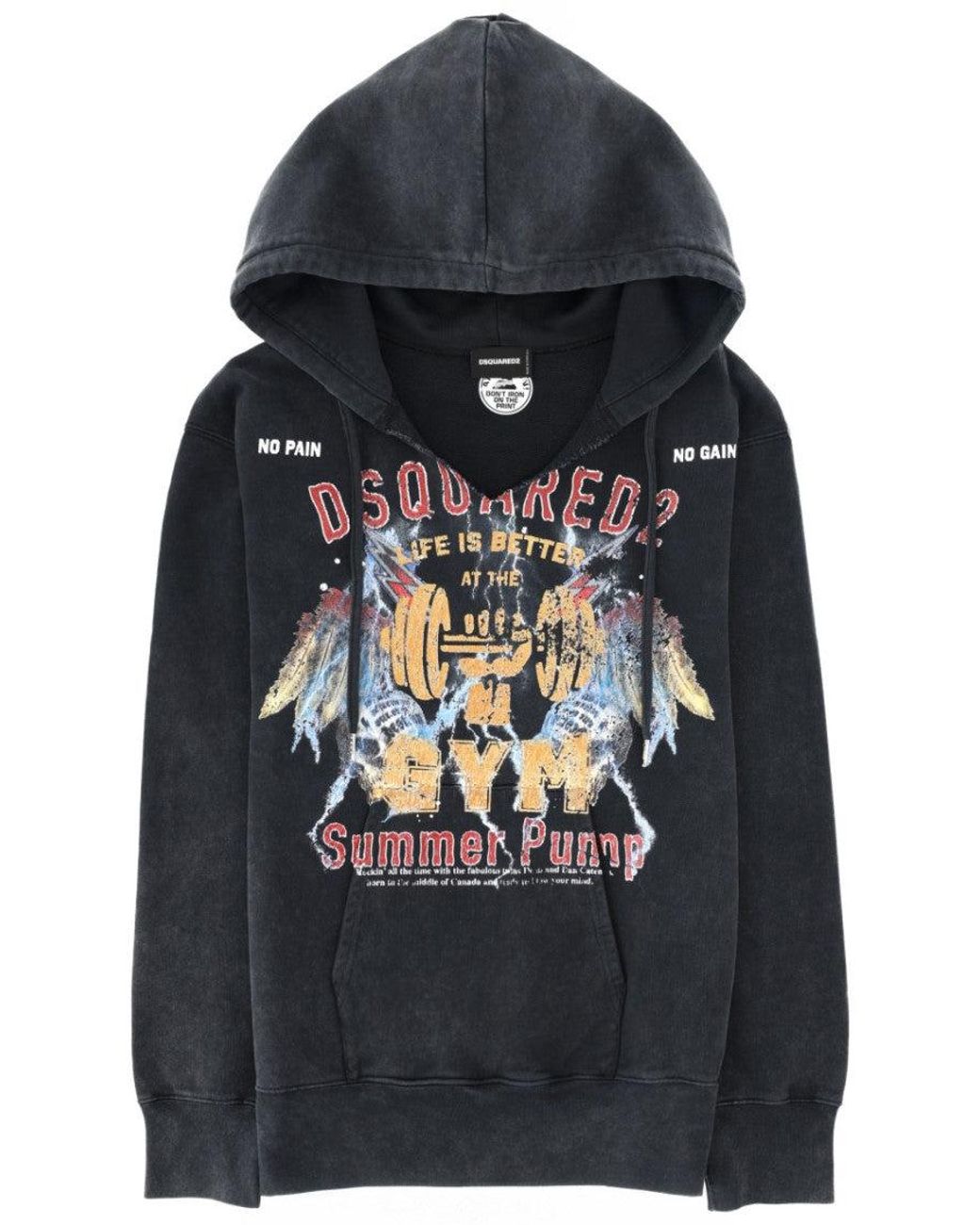 DSquared² Black Sweatshirt With Print Cotton Sweatshirts for men