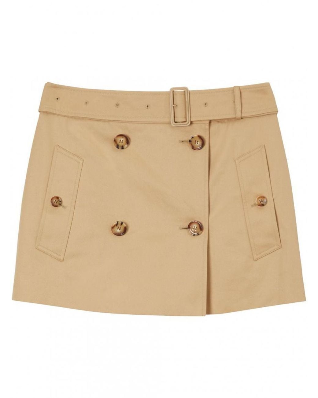 Burberry Natural Coordinated Waist Belt Cotton Mini-Skirt For