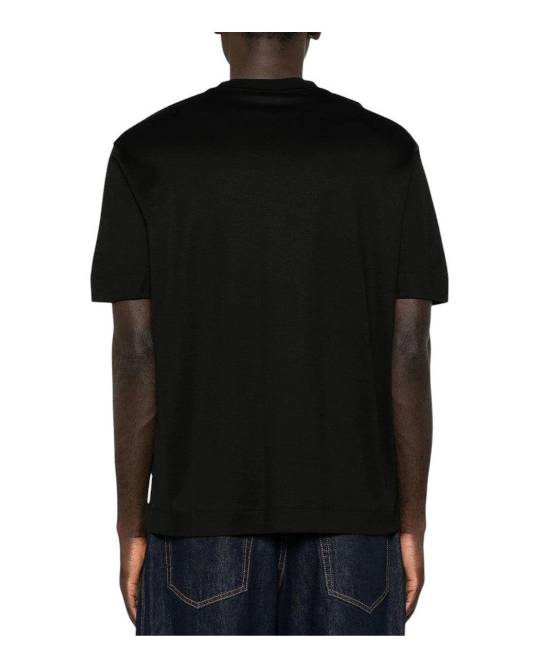 Emporio Armani Black Logo Crew Neck T-Shirt for men