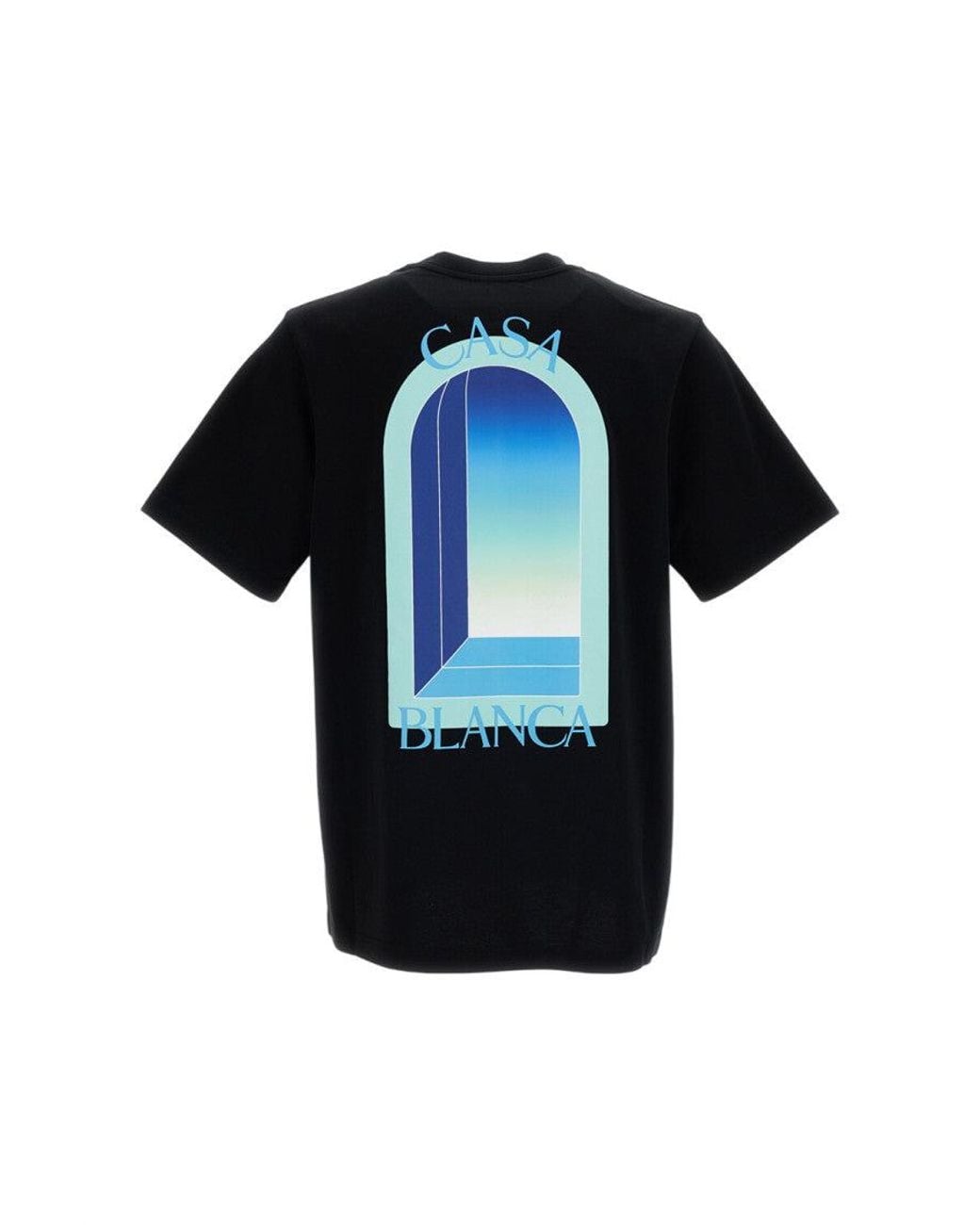 Casablanca Black Printed Cotton T-Shirt for men