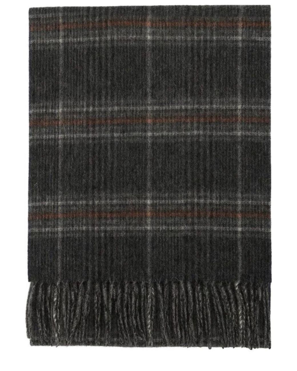 Barbour Black Dark Marsden Checks Scarf for men