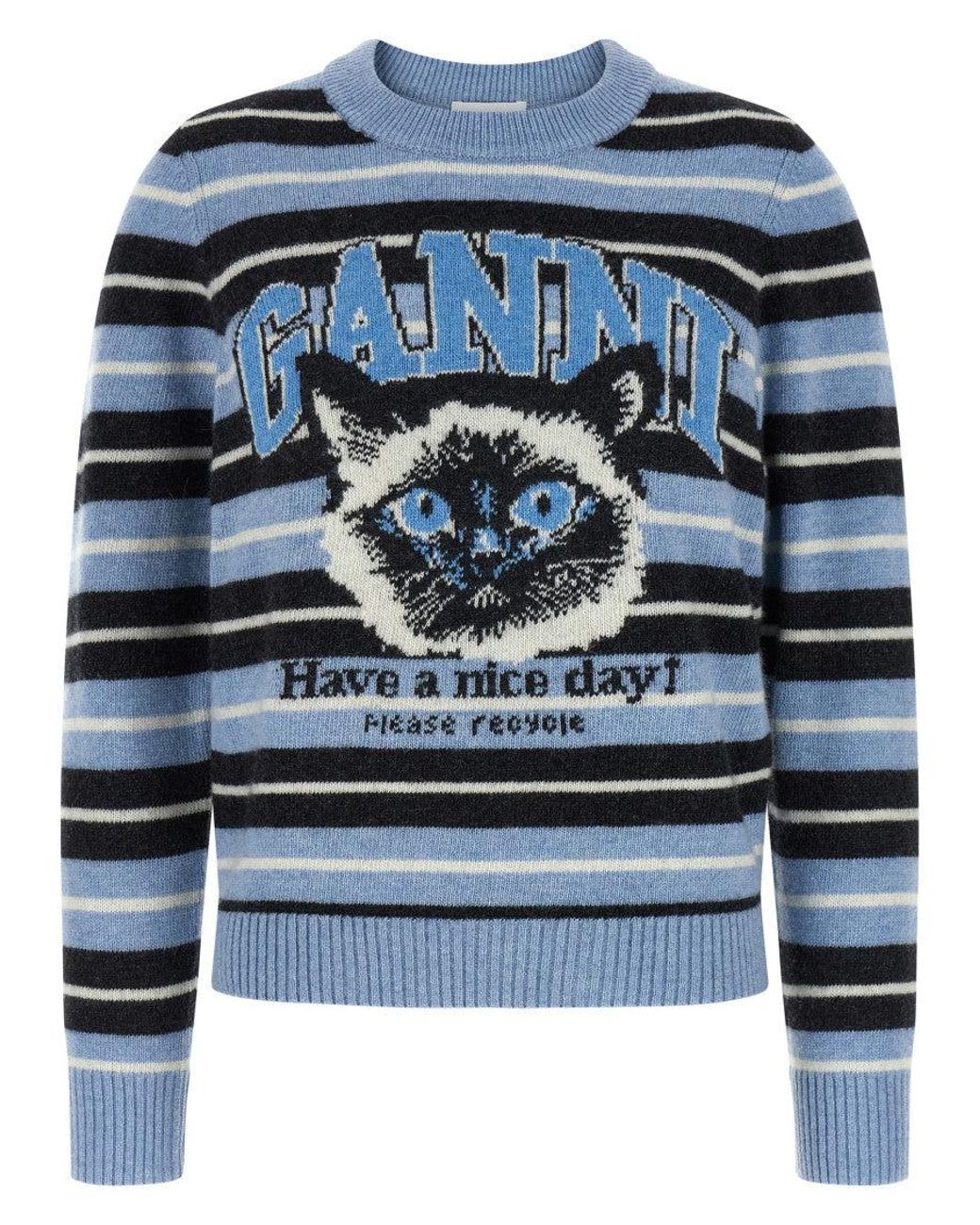 Ganni Blue Wool Cardigan