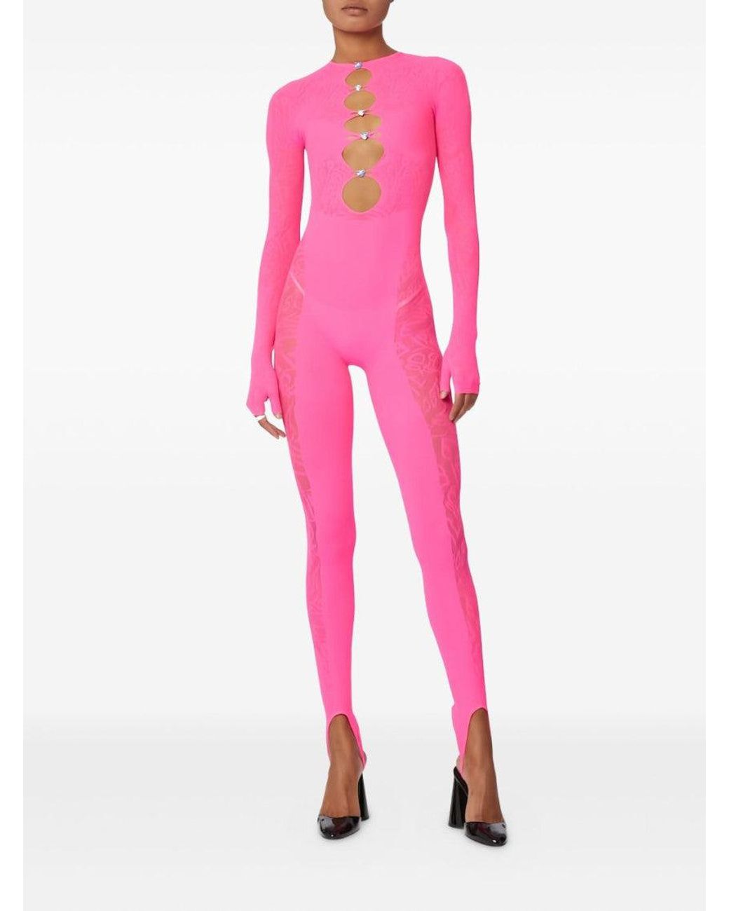 POSTER GIRL Pink Mesh Jumpsuit