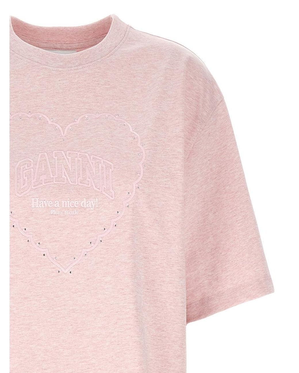 Ganni Pink Heart T-Shirt