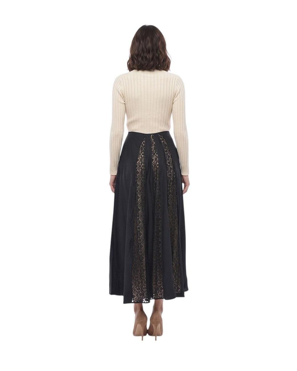Stella McCartney Black Lace Calf Length Skirt