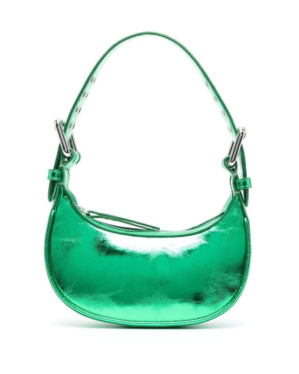 By Far Green Mini Soho Metallic Leather Shoulder Bag