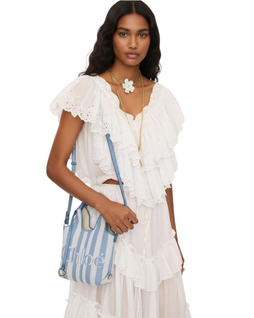 Chloé Blue Light Stripy Mini Tote