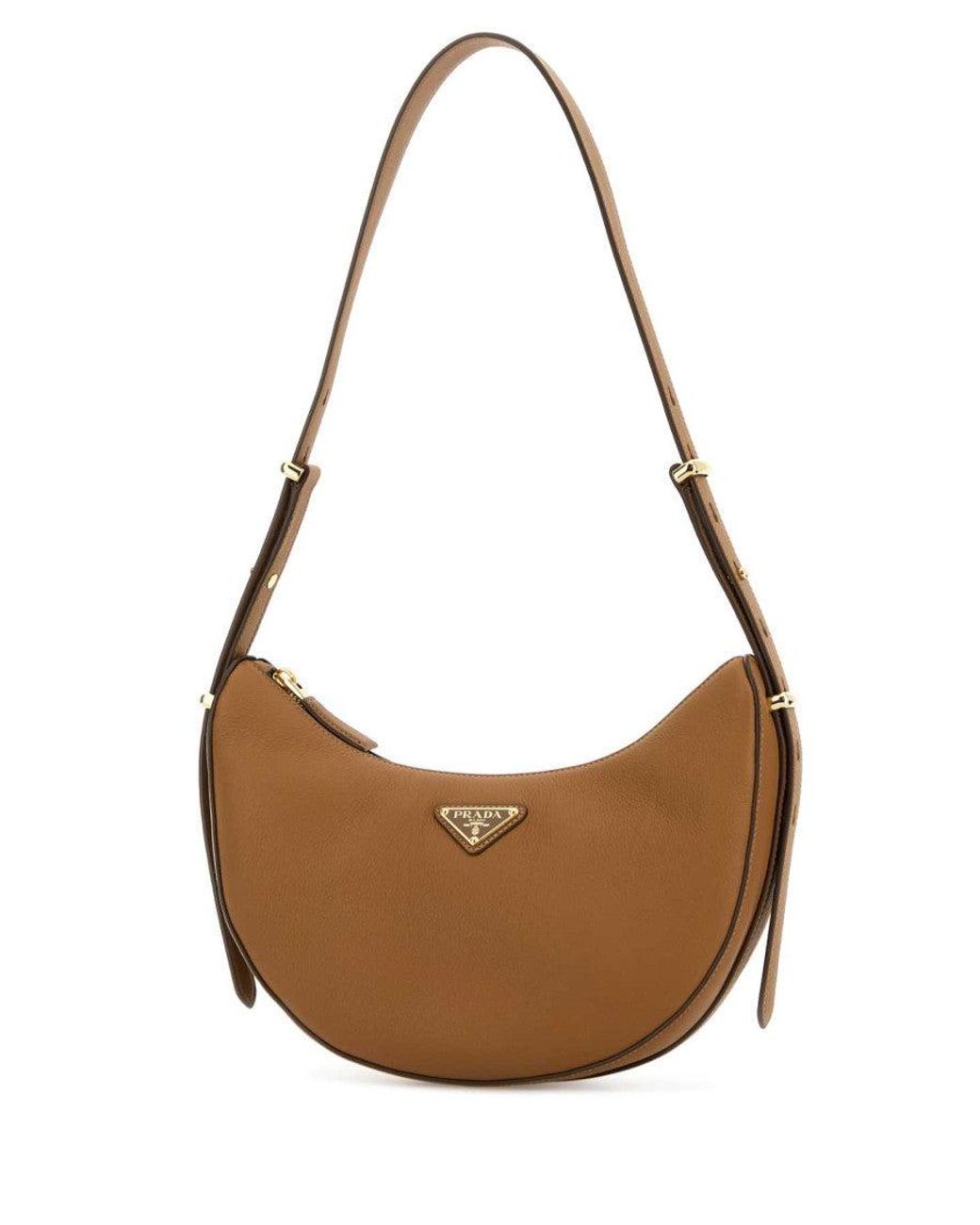 Prada Brown Prada Crescent Leather Shoulder Bag