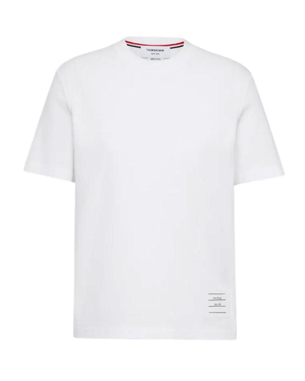 Thom Browne White Solid Crew Neck T-Shirt
