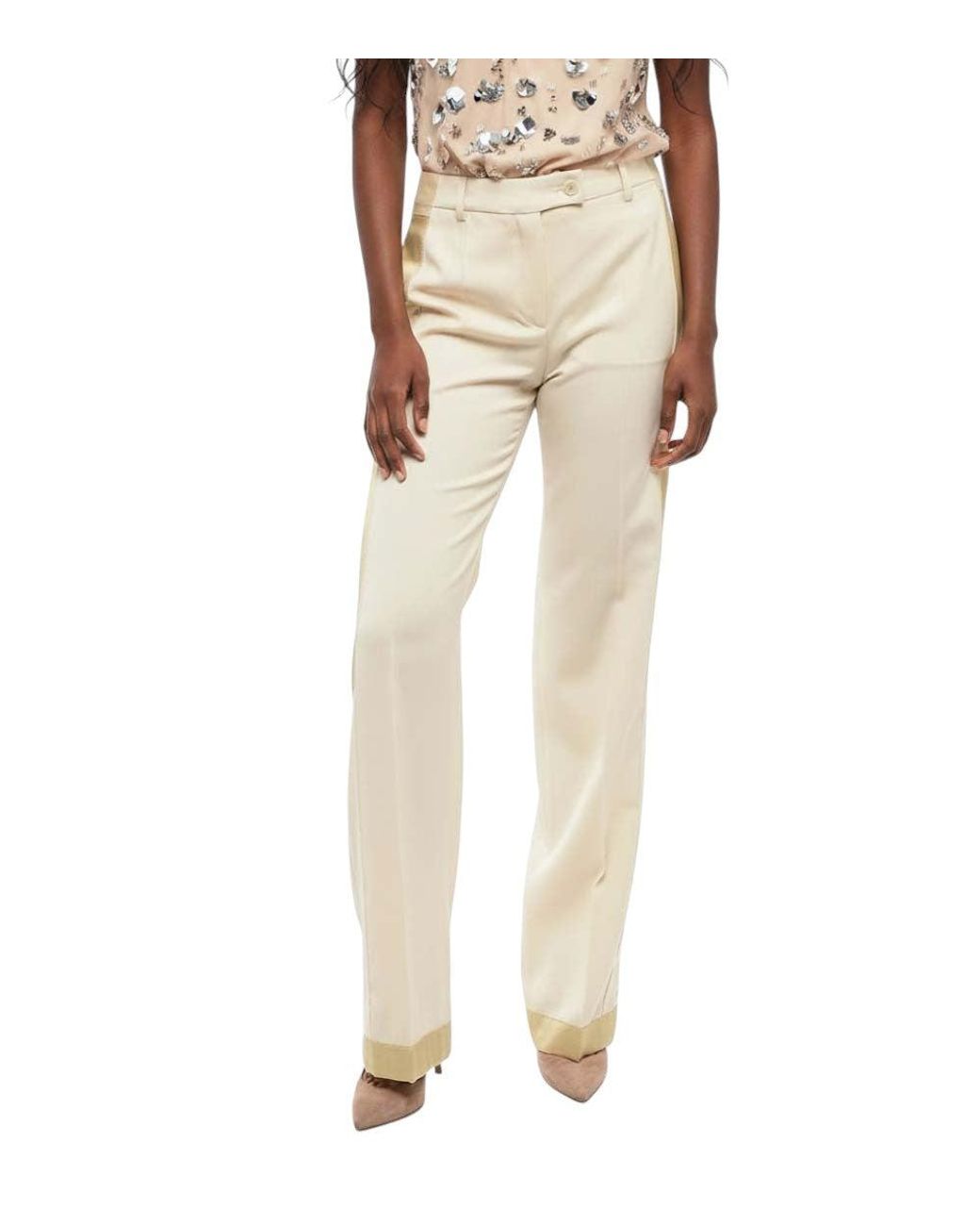 Moschino Natural Tailored Flat Front Pants