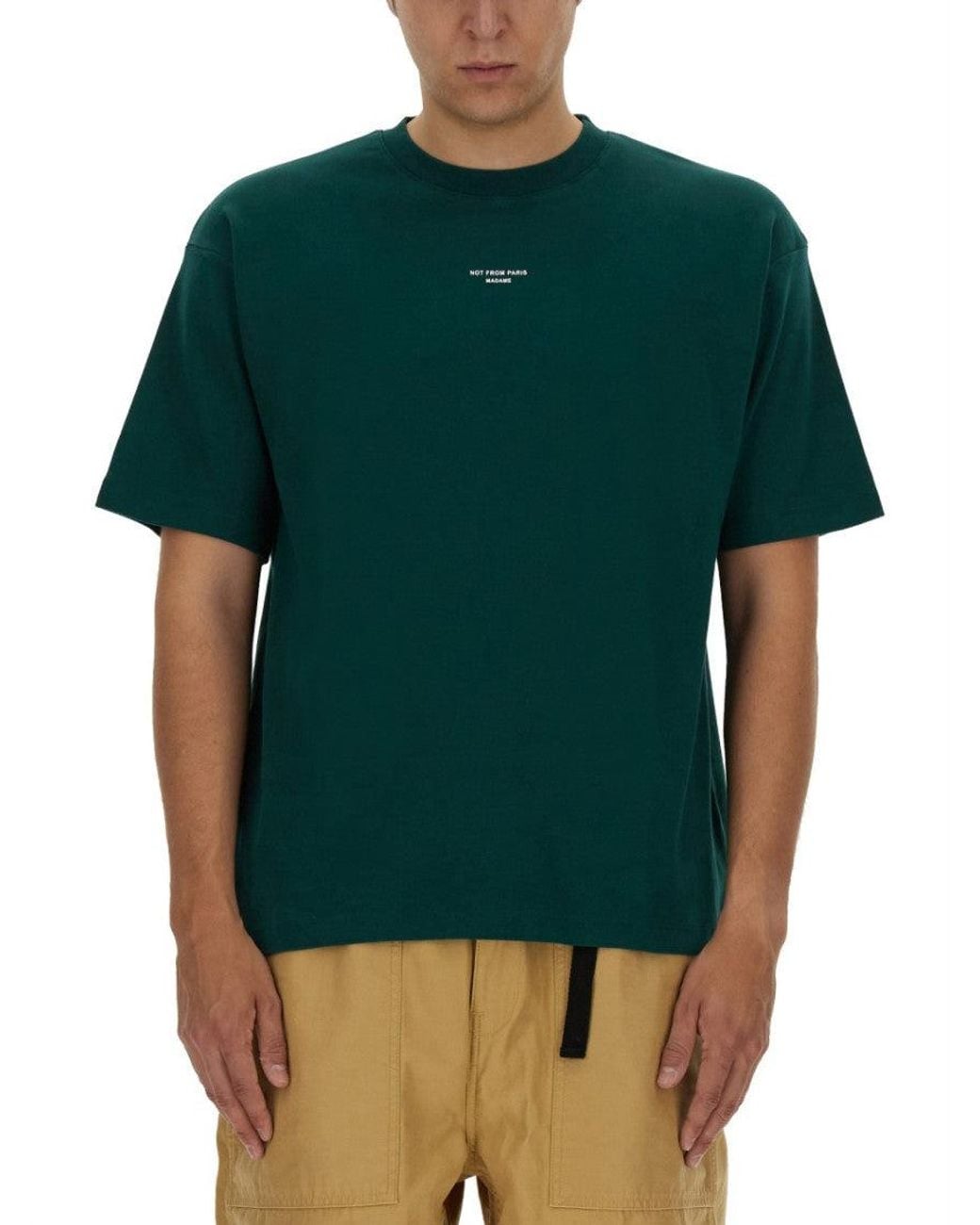 Drole de Monsieur Green Graphic Crew Neck T-Shirt for men