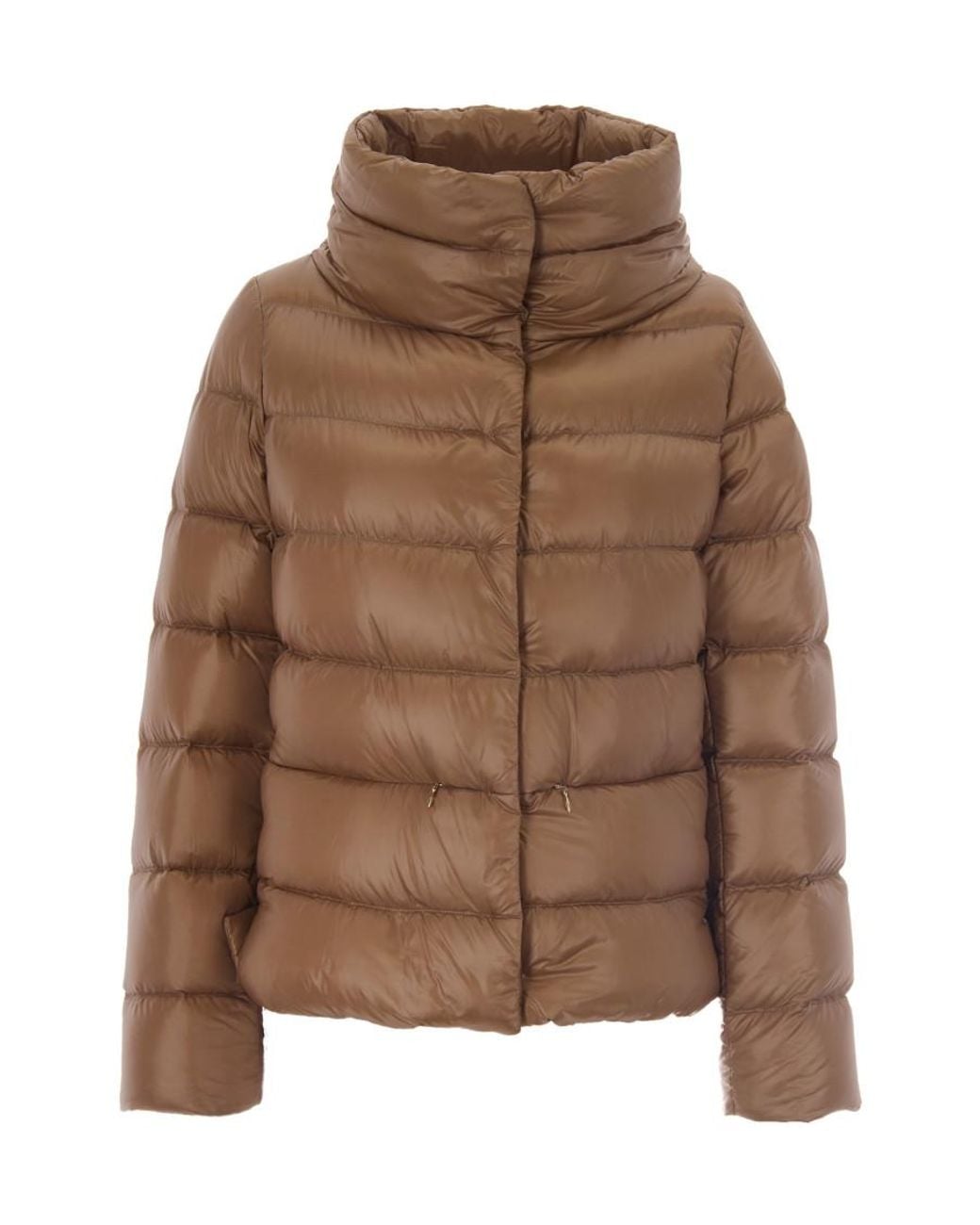 Herno Brown Quilted Mock Collar Jacket