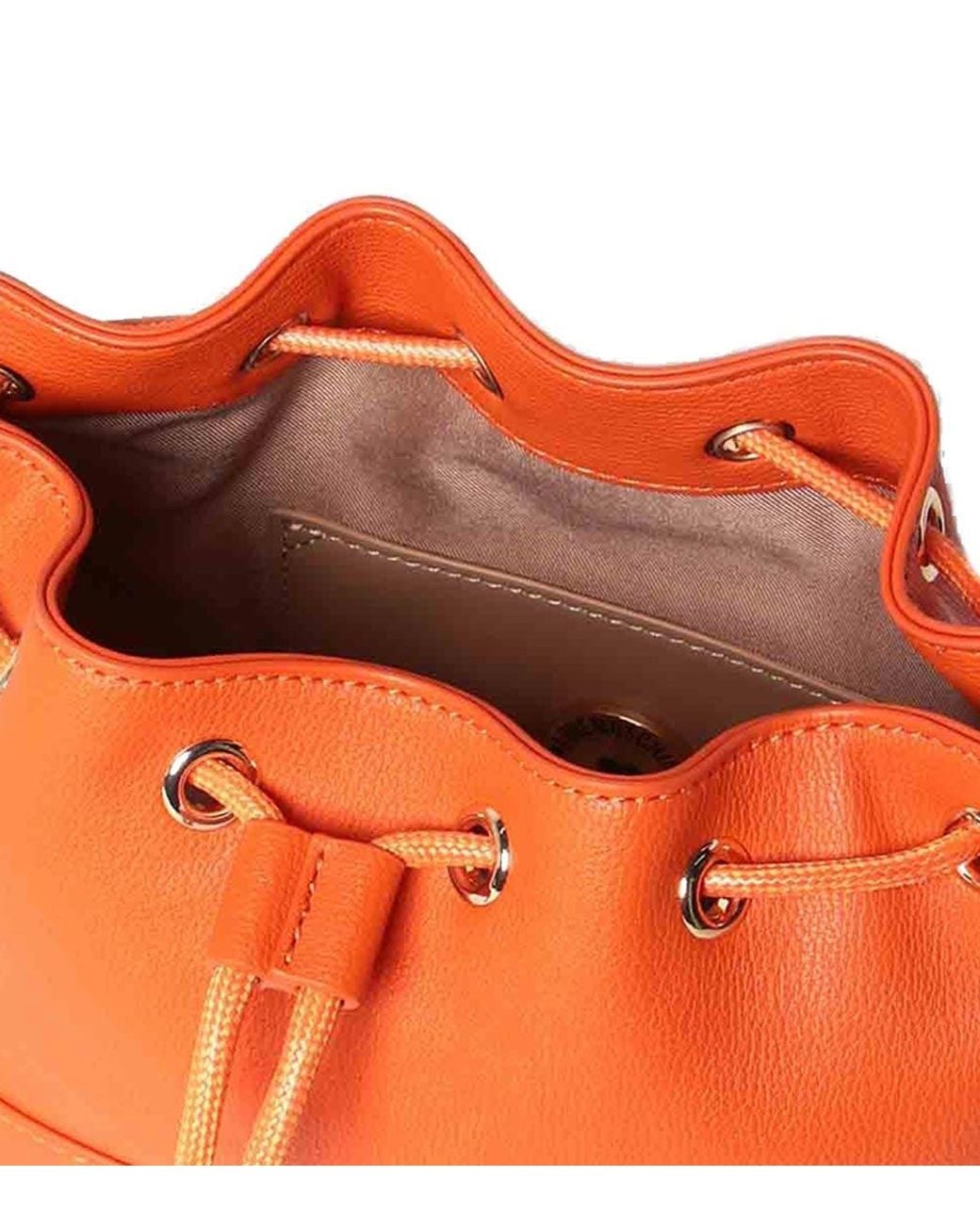 Love Moschino Orange Golden Logo Mini Bucket Bag