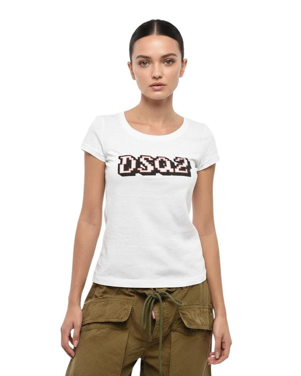 DSquared² White Logo Round Neck T-Shirt