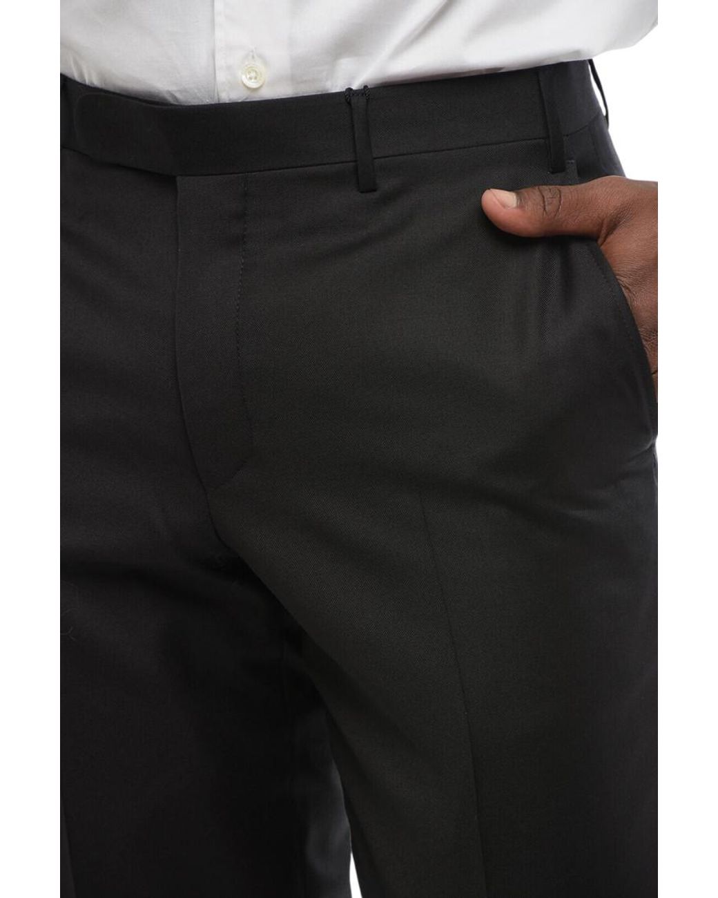 Corneliani Black Flat Front Pants for men