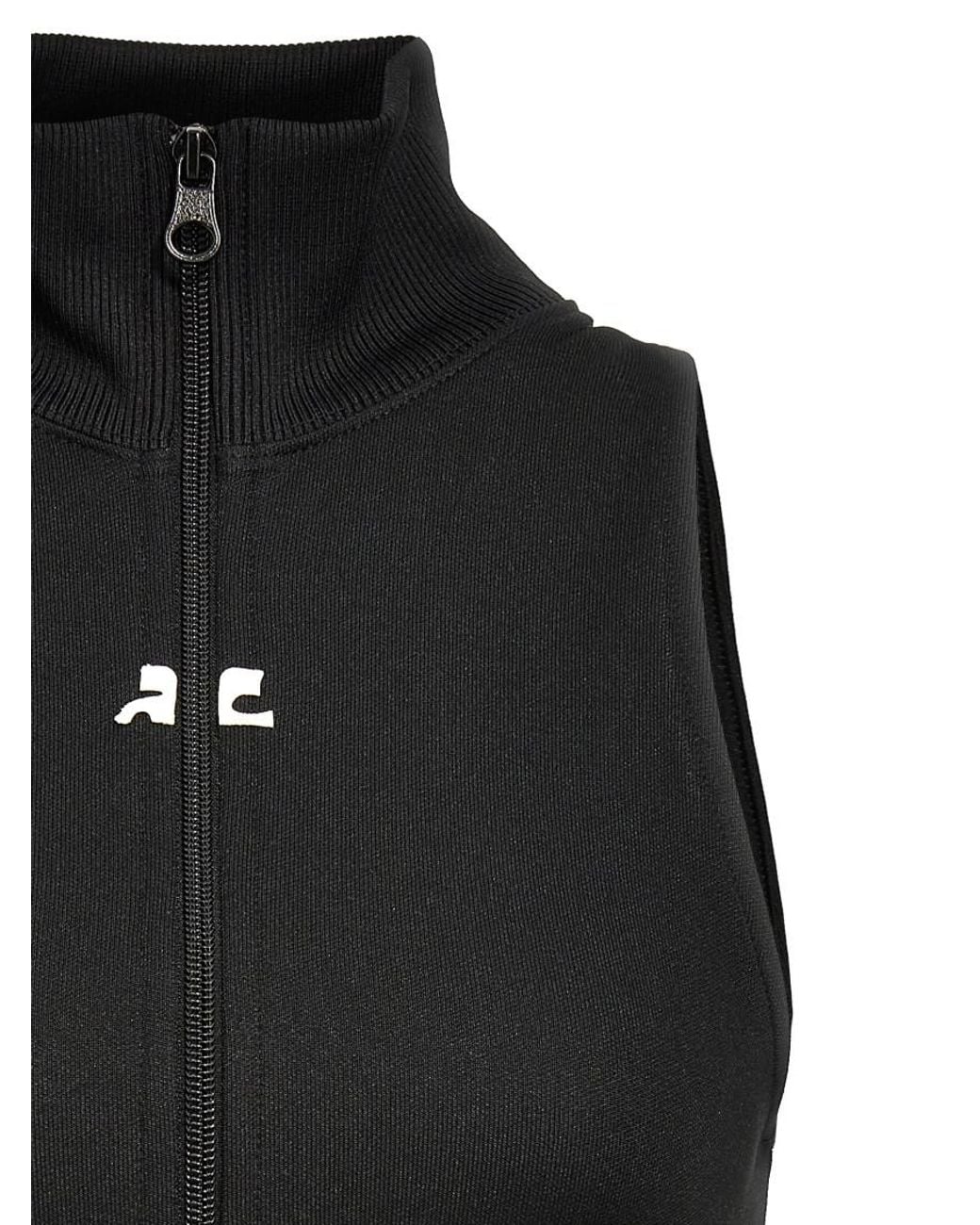 Courreges Black Logo Mock Collar Jacket