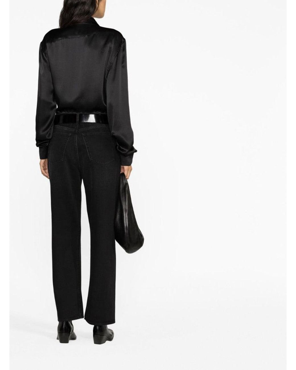 Totême Black High-Rise Straight-Leg Organic Cotton Jeans