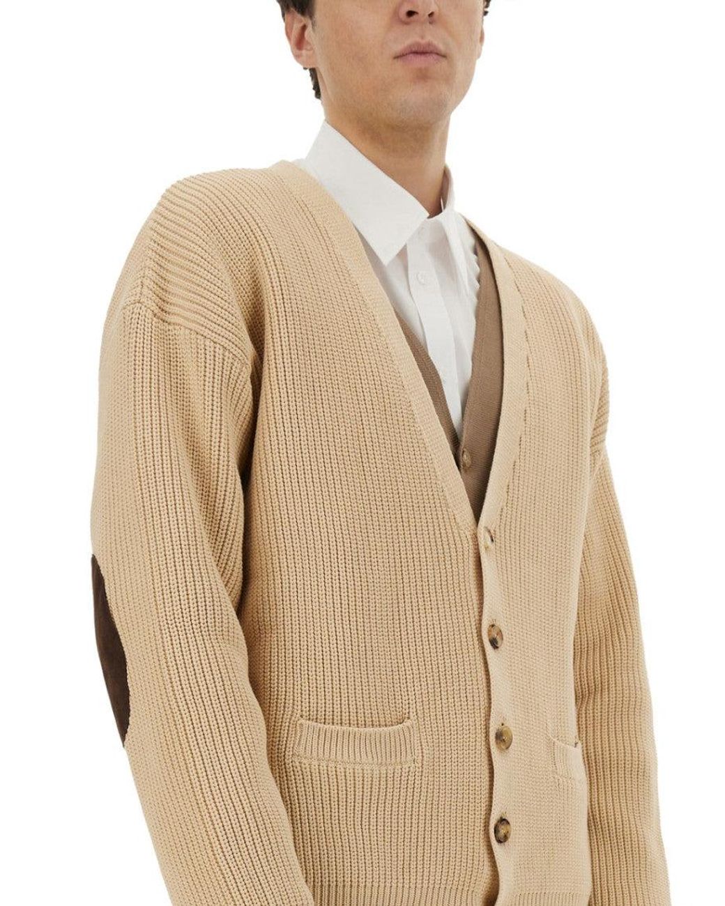 Moschino Natural Relaxed Fit Organic Cotton Blend Cardigan for men