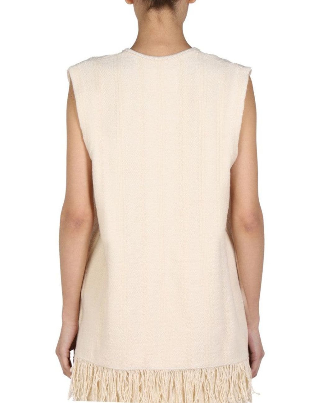 Jil Sander Natural Light Solid V Neck Top