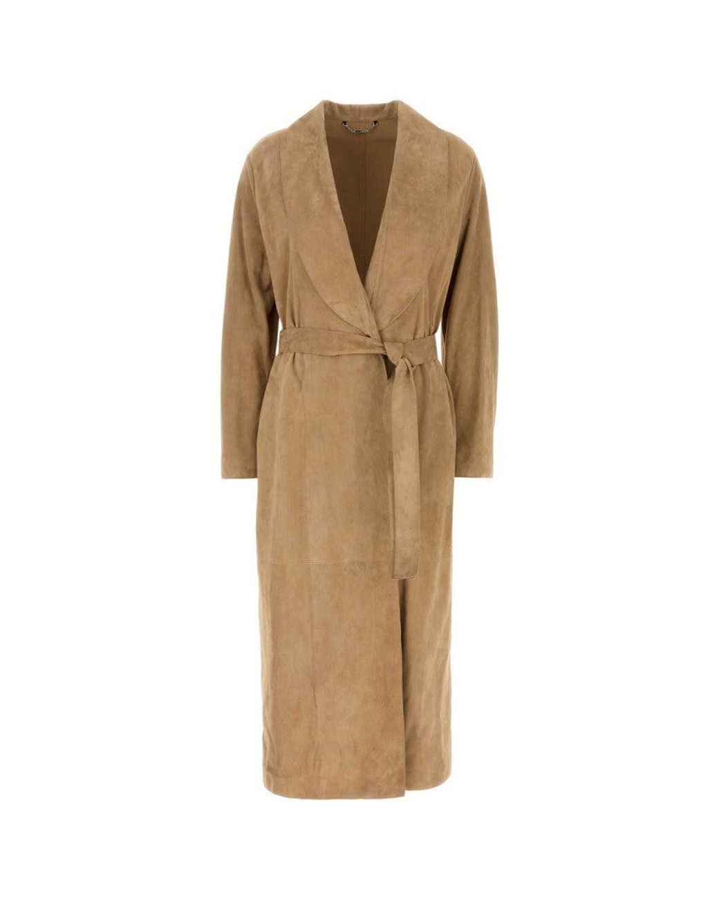 Fendi Natural Camel Suede Coat