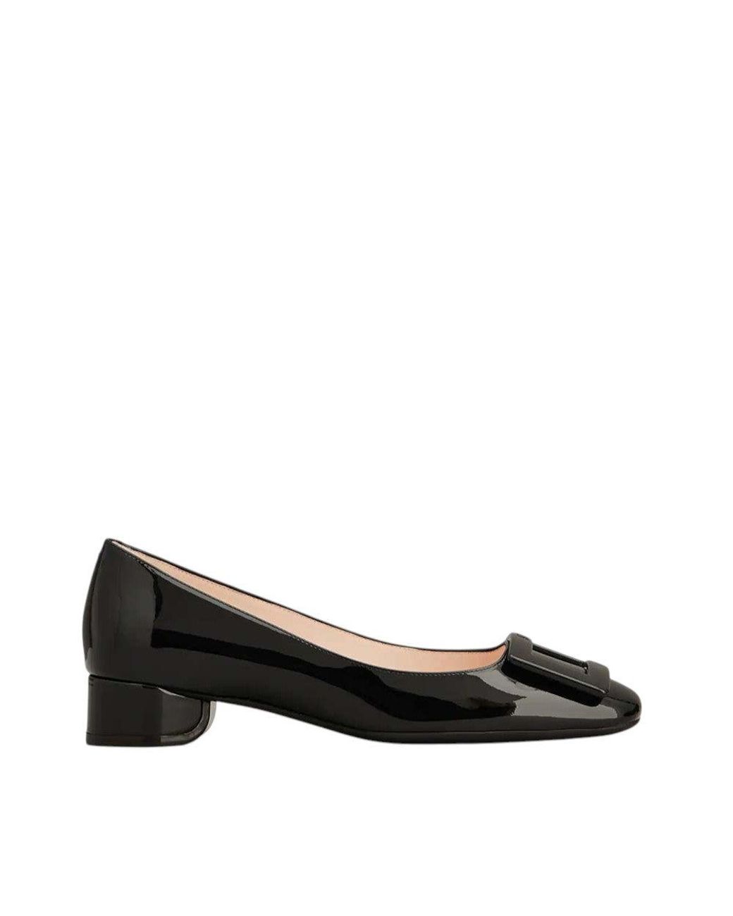 Roger Vivier Black Leather Ballet Flats