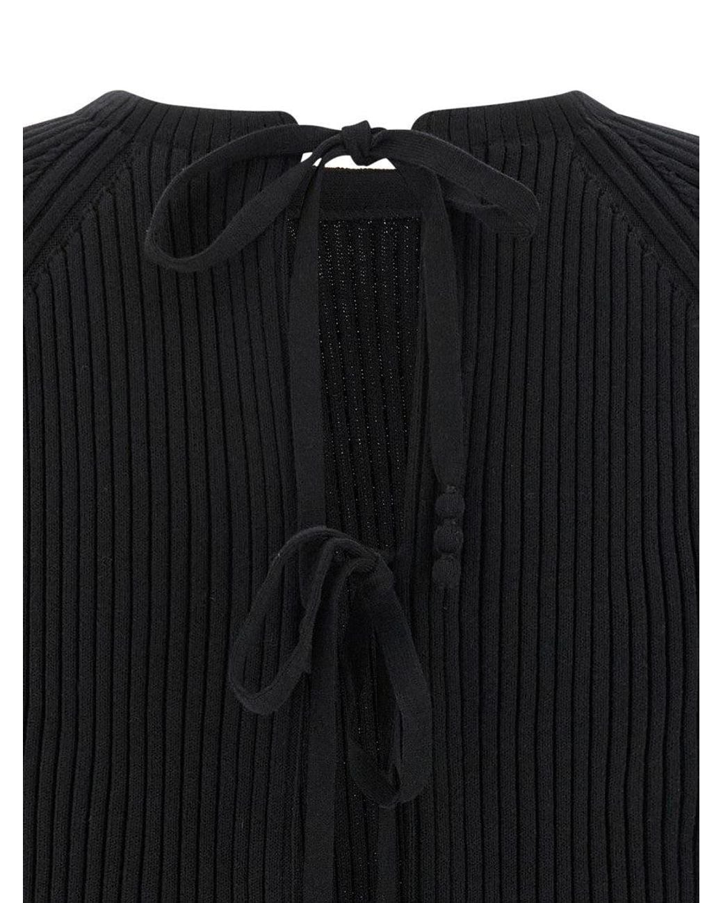 Tory Burch Black Ribbed Cotton Pullover