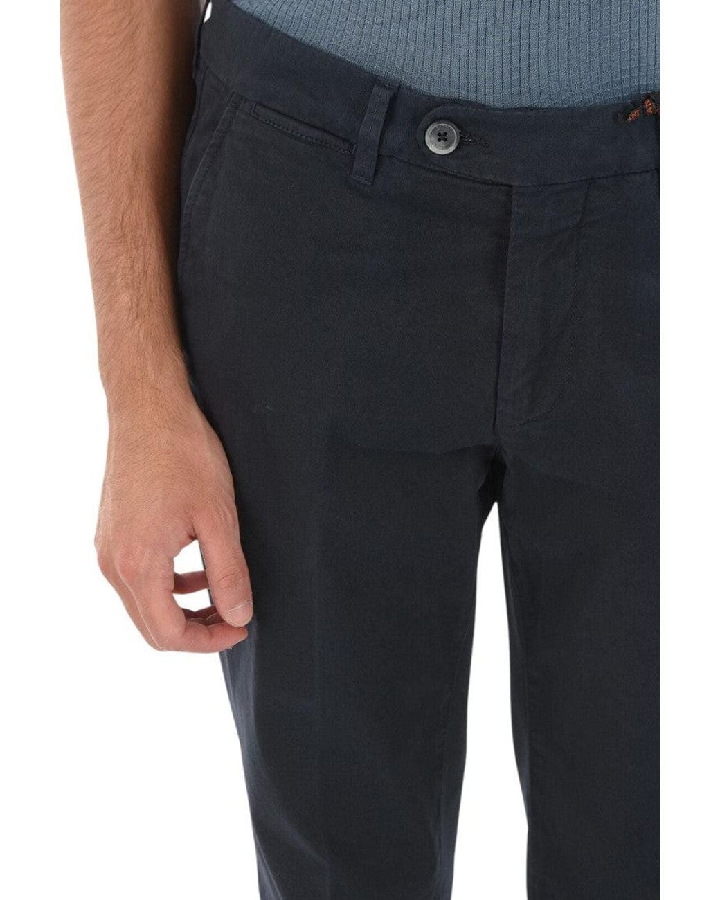 Corneliani Blue Solid Chino Trousers for men