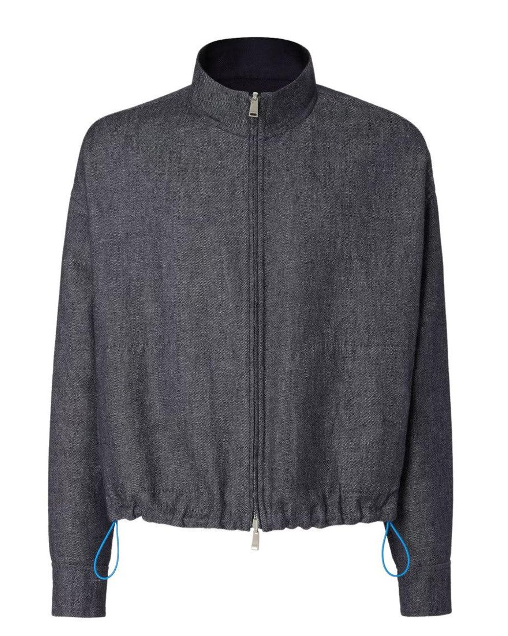 Fendi Gray Textured Reversible Jacket for men