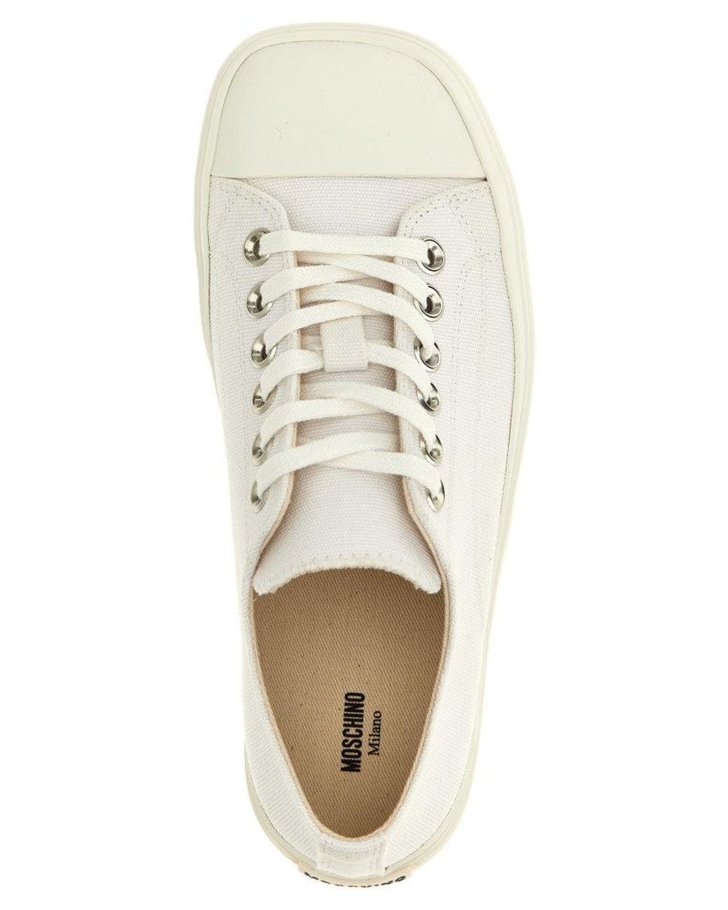 Moschino White Canvas Sneakers