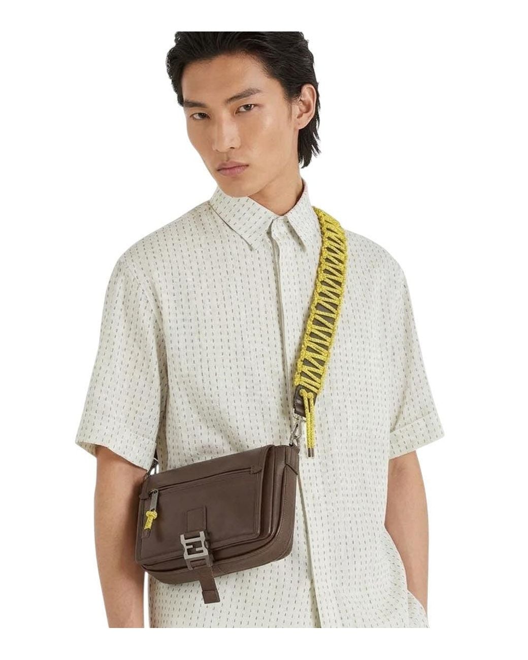 Fendi Brown Flux Medium Messenger Bag for men