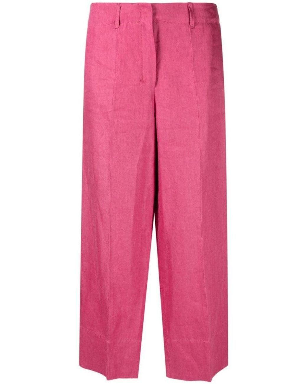 Max Mara Pink Wide-Leg Linen Trousers