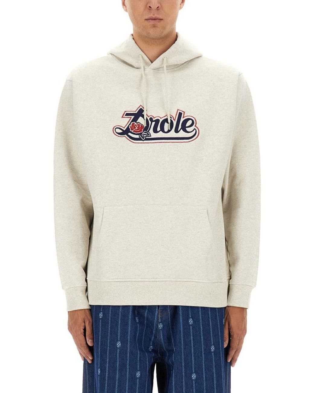 Drole de Monsieur Natural Heather Embroidered Hoodie for men