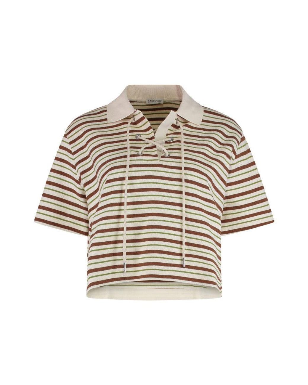 Moncler Natural Striped Shirt Collar Polo