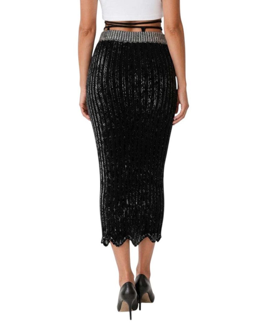 Acne Black Textured Calf Length Skirt