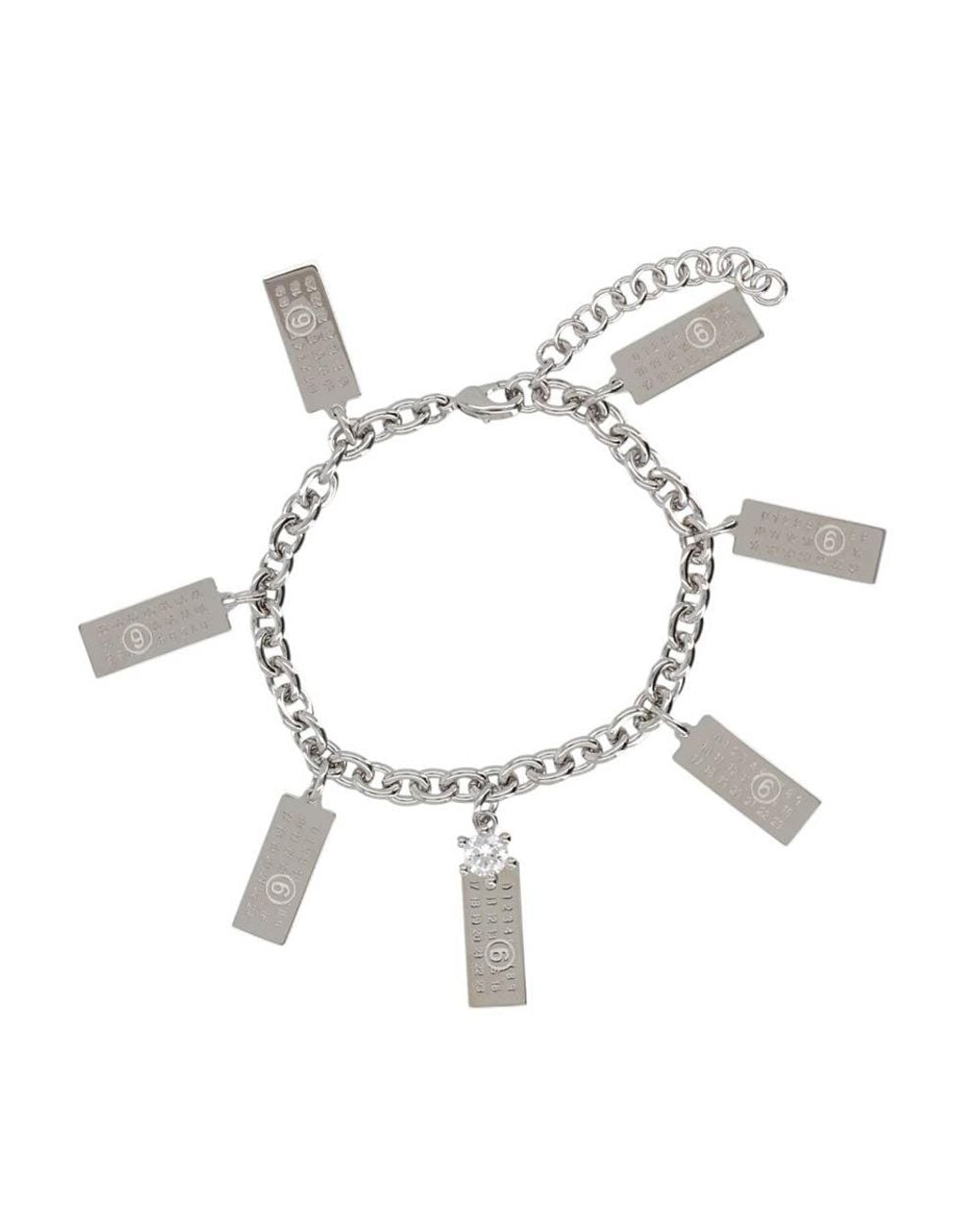 MM6 by Maison Margiela White Logo Charm Bracelet for men