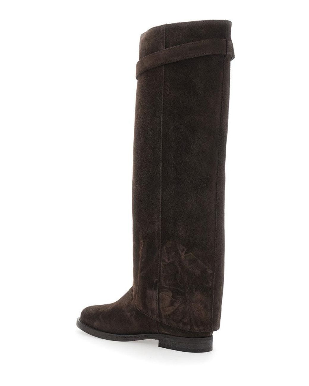 Via Roma 15 Black Suede High-Knee Boots