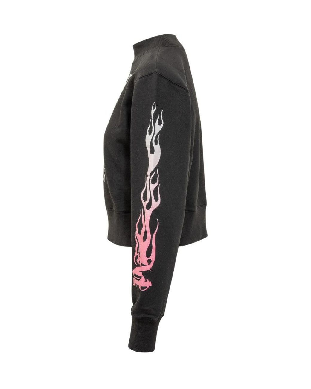 Palm Angels Black Graphic Mock Collar Sweater