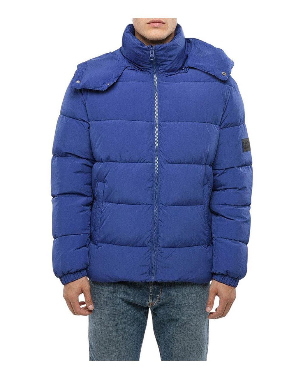 DIESEL Blue Quilted Hood Jacket for men