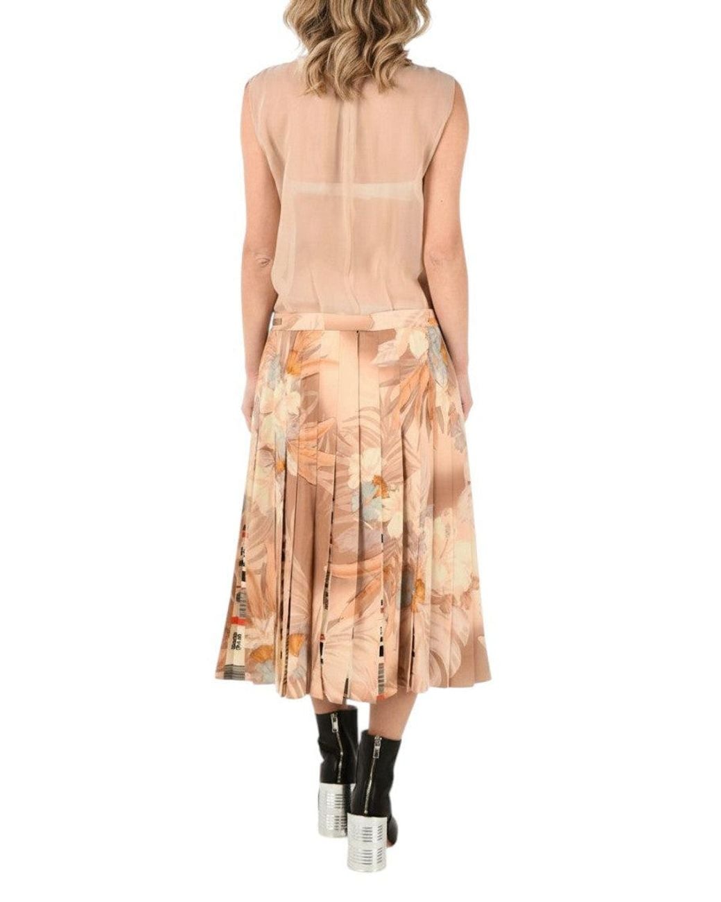 Maison Margiela Natural Floral Round Neck Midi Dress
