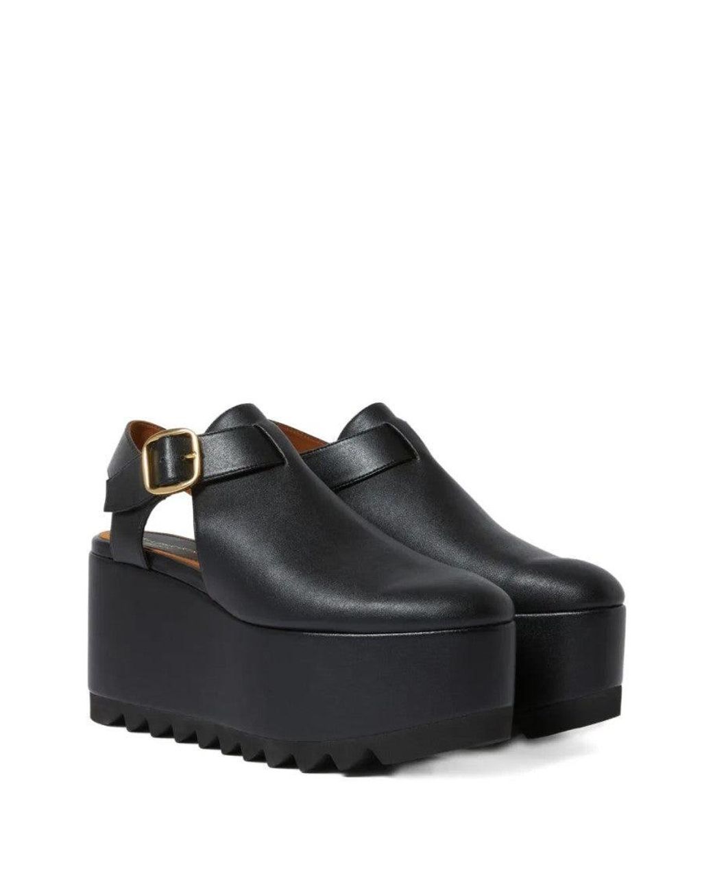 Stella McCartney Black Round Toe Wedges